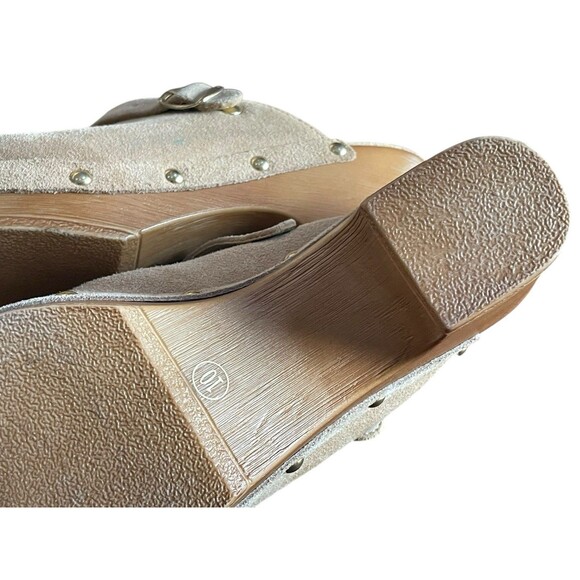 Steve Madden Hilde Klicky Clogs Suede Leather Tan Women 8M Studded Y2K Style - Picture 6 of 9